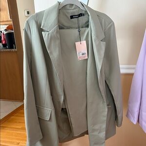 Missguided Green Blazer Jacket and pant set